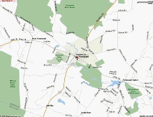 Map showing Townsend and surrounding green spaces