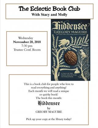 The Eclectic Book Club will be reading Hiddensee by Gregory Maguire
