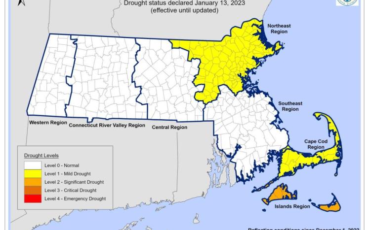 Massachusetts Drought Map 1-13-2023