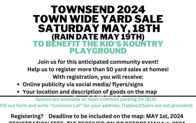 Flyer describing how to participate in the Townwide Yard Sale